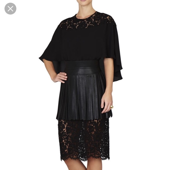 NWT BCBG Lace Blocked Cape Dress - Picture 3 of 8